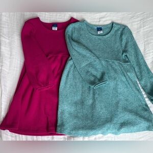 2 pack Old Navy Girls Knit Dresses in Hot Pink & sparkly Teal